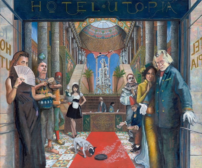 Hotel Utopia Welcome - Hotel Utopia Painting by Howard Fox Artist